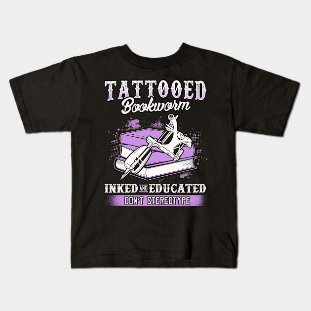 Tattooed Bookworm Kids T-Shirt by KsuAnn